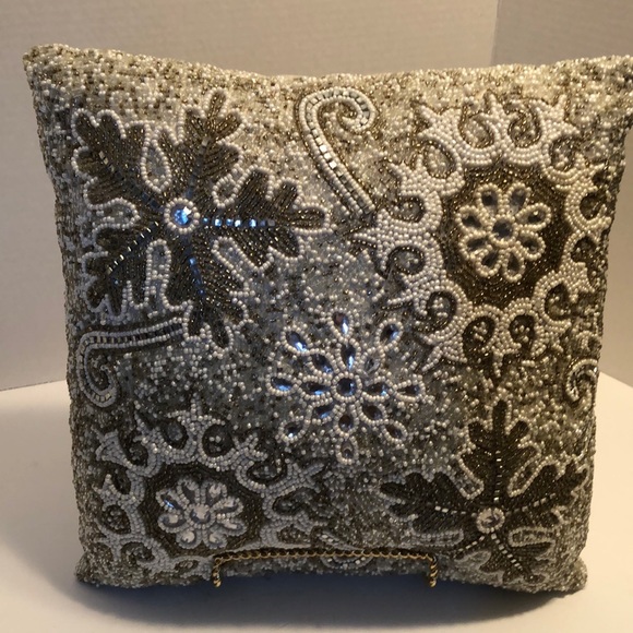 Pier1 Accents Pier Beaded Snowflake Accent Pillow Poshmark